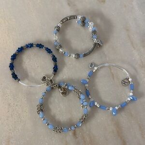 Alex and Ani Blue and Silver Bracelet Collection
